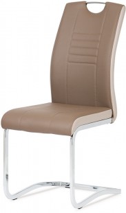 Jídelní židle chrom / koženka coffee + cappucino boky DCL-406 COF